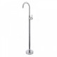 Round Chrome Solid Brass Freestanding Bath Spout with Mixer Floor Mounted